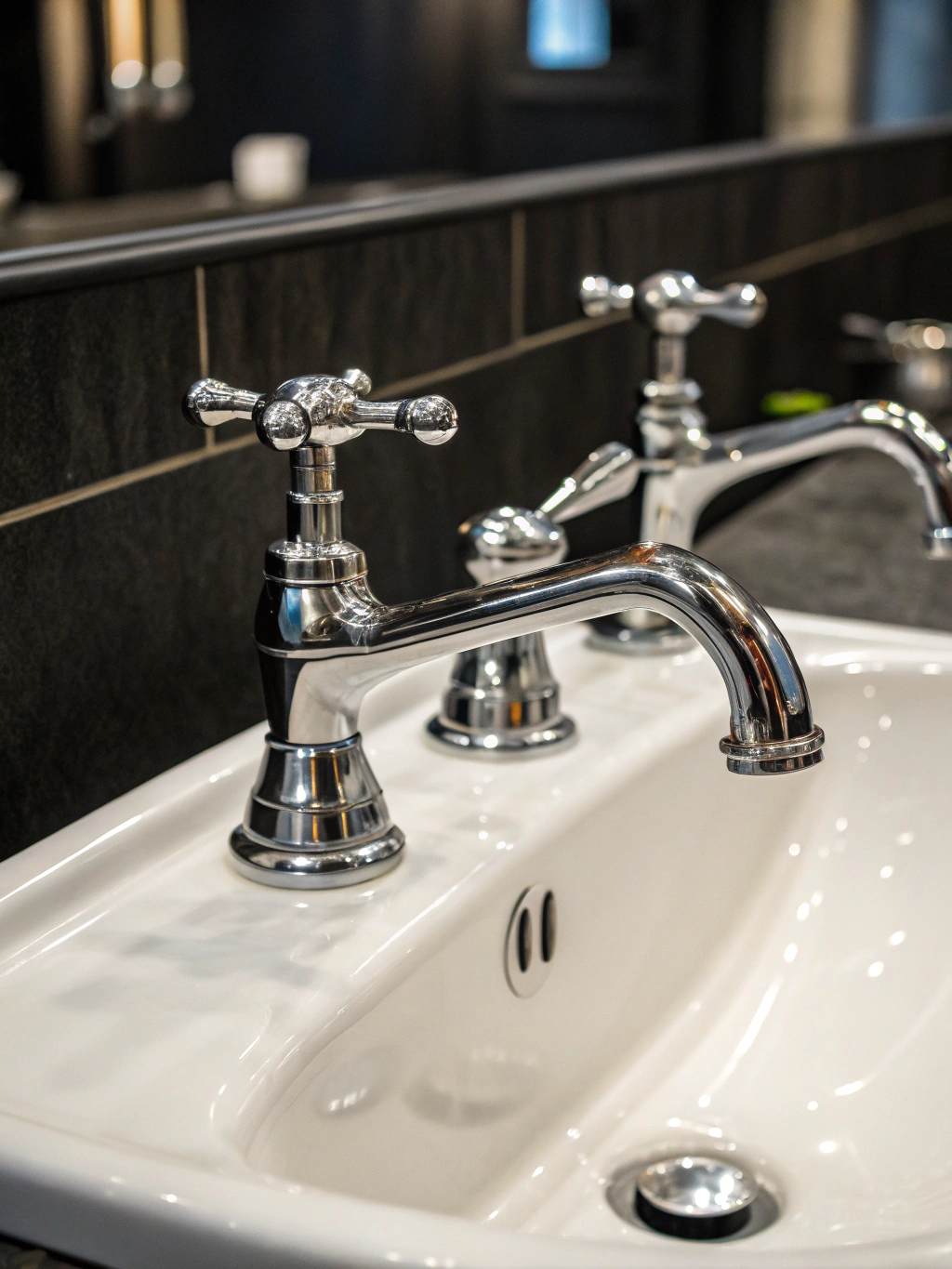 Close-up of a high-end matte black kitchen faucet being installed