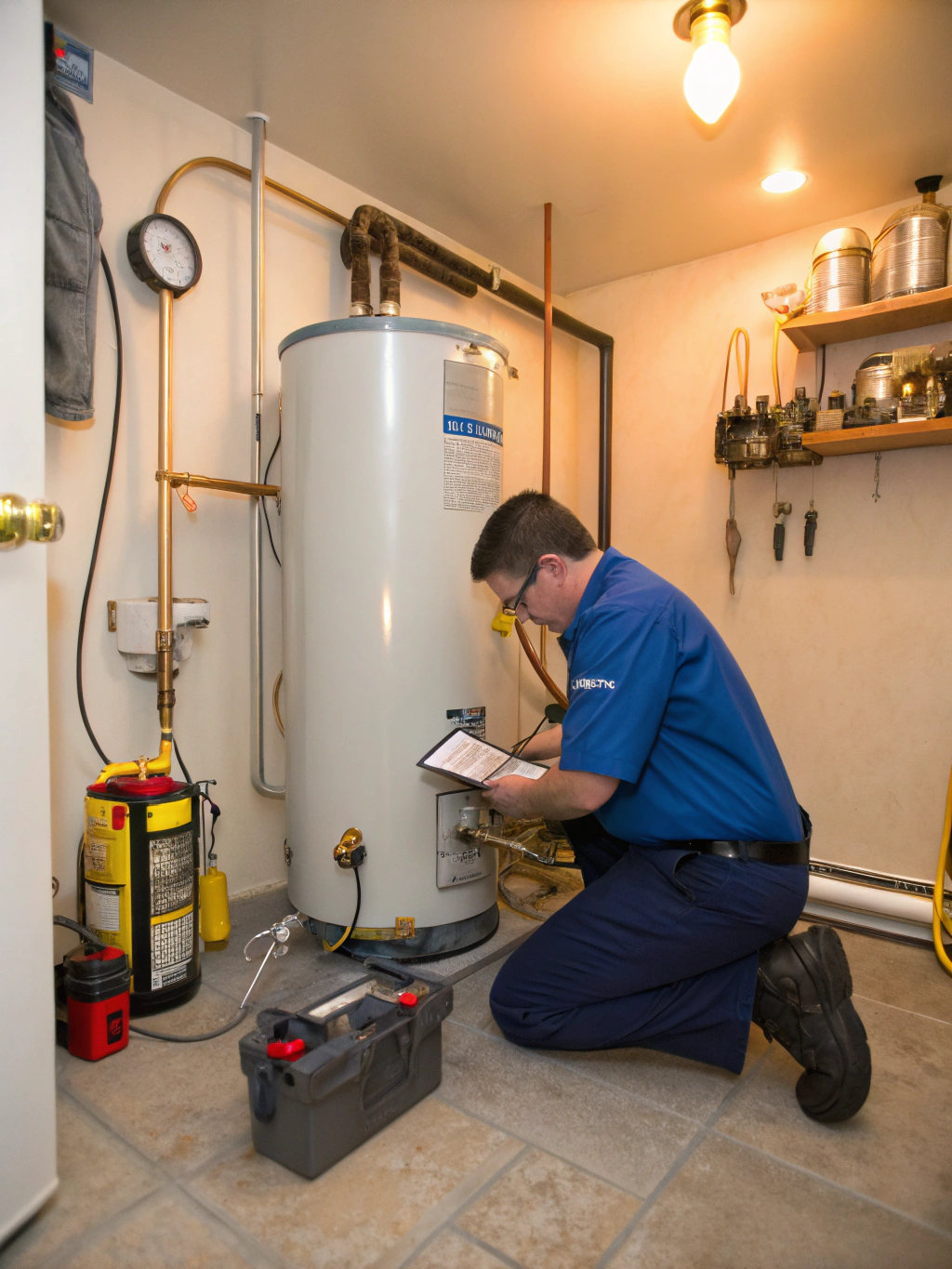 Installation of a new high-efficiency gas water heater unit